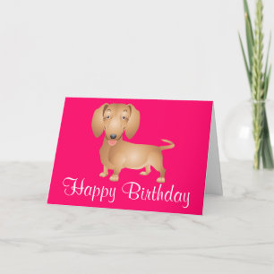 Dackel Welpen Hund Happy Birthday Pink Card Karte