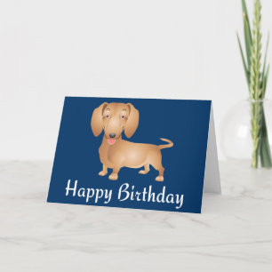 Dackel Welpen Hund Hund Happy Birthday Blue Card Karte