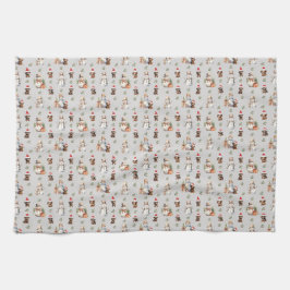 Dackel Welpen: Weihnachtsmannmützen, Holly und Sno Geschirrtuch