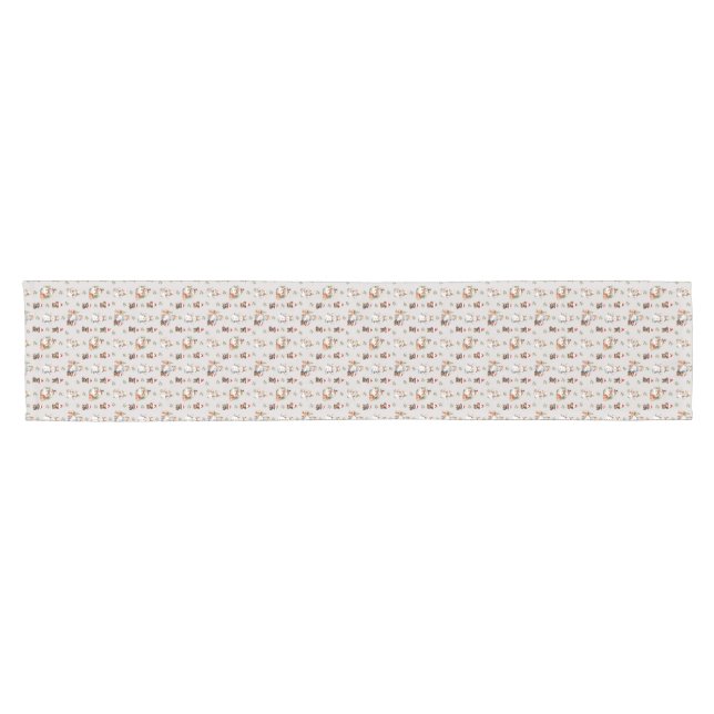 Dackel Welpen: Weihnachtsmannmützen, Holly und Sno Kurzer Tischläufer (Horizontal)