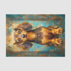 Dackel Wiener Hund Barock Rahmen DY3B Decoupage Seidenpapier