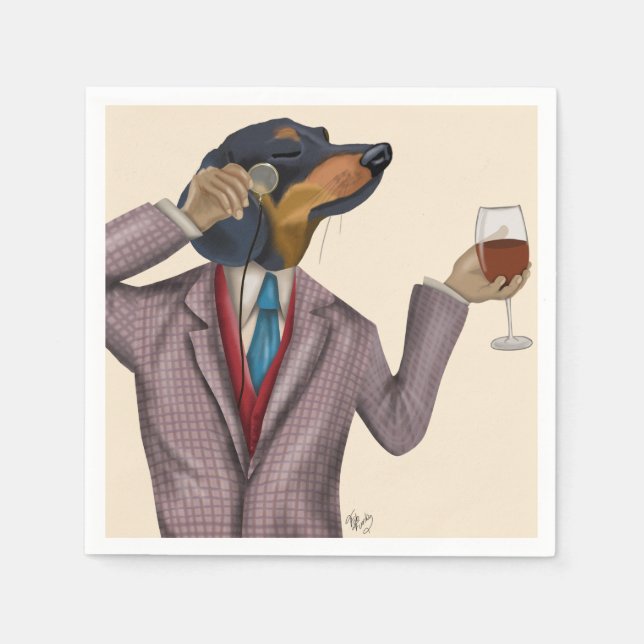 Dackel Wine Snob Serviette (Vorderseite)