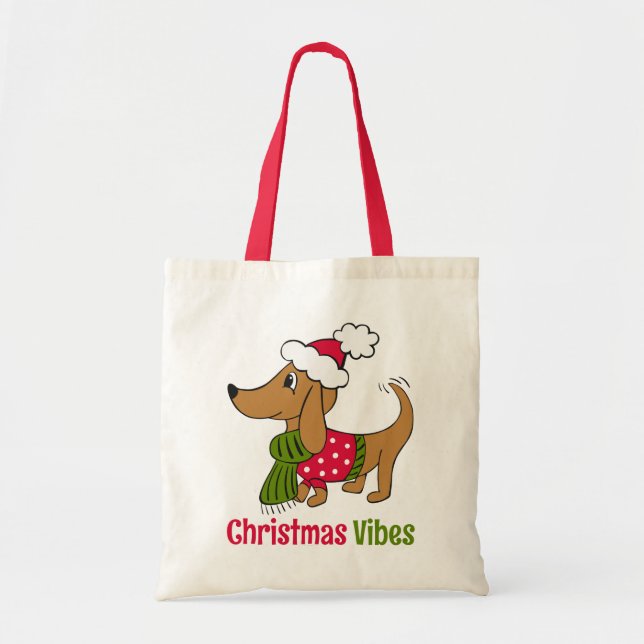 Dackel Winter Christmas Dog Tragetasche (Vorne)