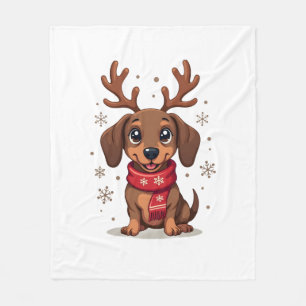 Dackel Winter Joy Fleecedecke