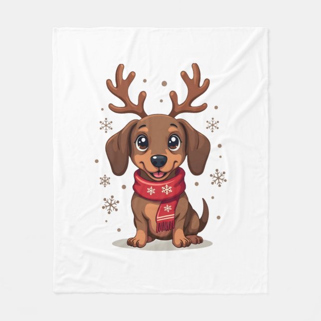 Dackel Winter Joy Fleecedecke (Vorderseite)