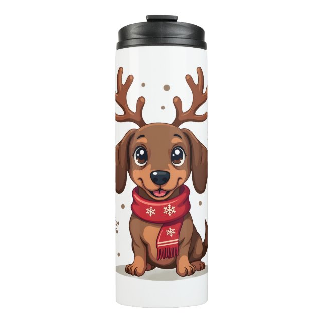Dackel Winter Joy Thermosbecher (Vorderseite)