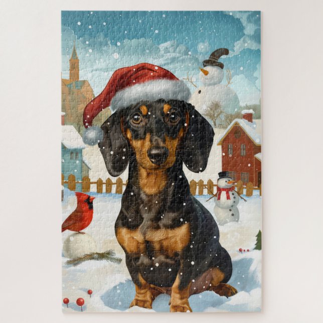 Dackel Winter Wonderland Weihnachtsfreude (Vertikal)