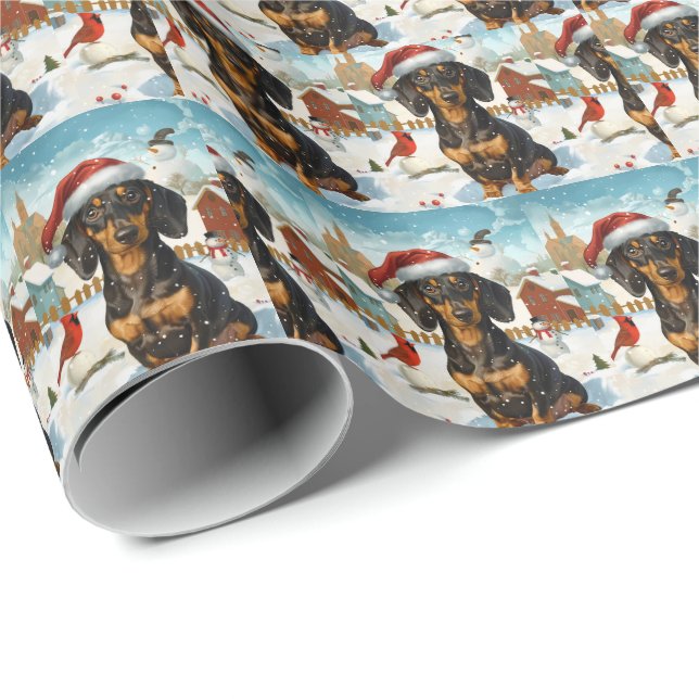 Dackel Winter Wonderland Weihnachtsfreude Geschenkpapier (Rolleneckpunkt)