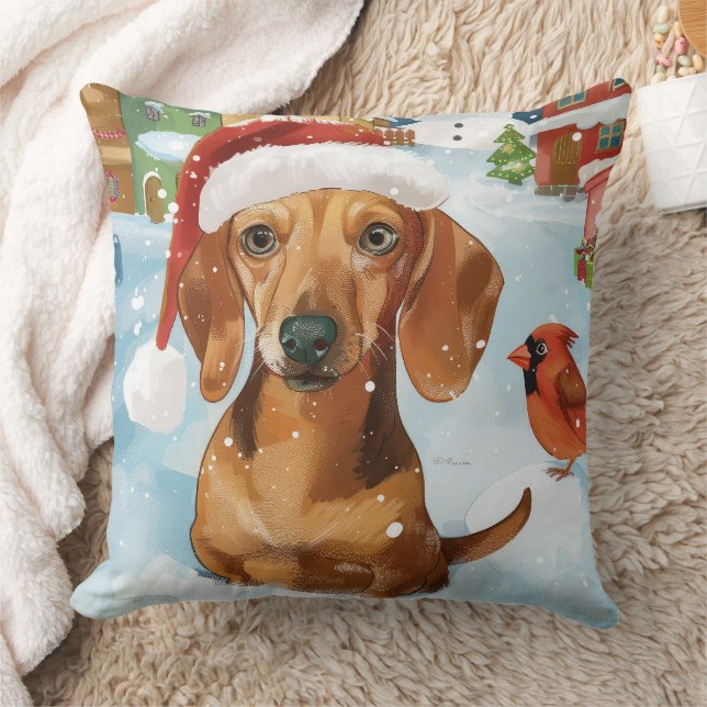 Dackel Winter Wonderland Weihnachtsfreude Kissen (Decke)