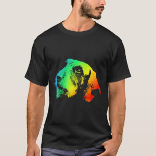 Dackel Wire Haar farbenfroh Regenbogen Retro T-Shirt