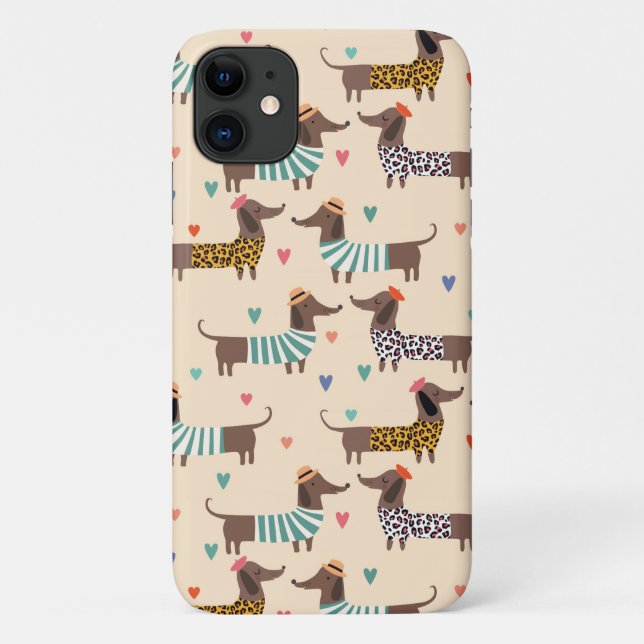 Dackel Wurst Dackel Dog Muster Case-Mate iPhone Hülle (Rückseite)