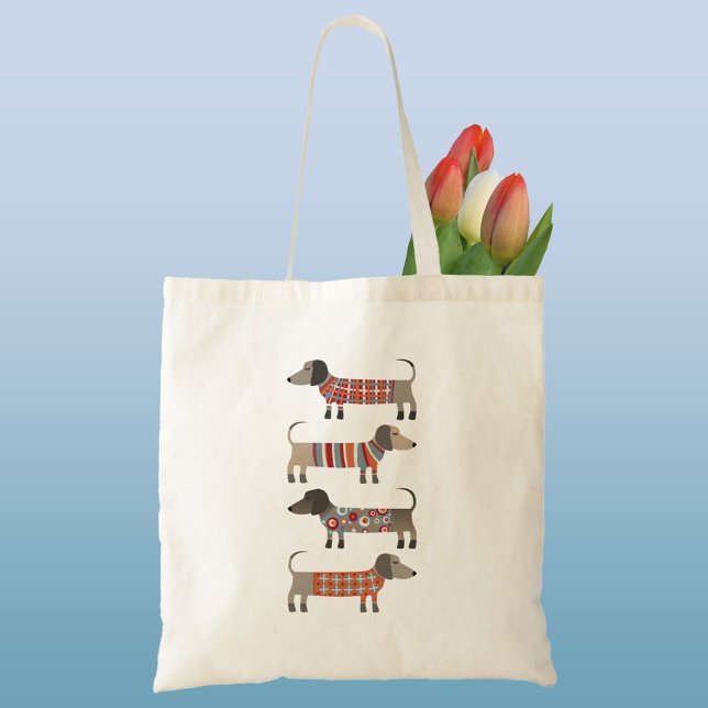 Dackel Wurst Dog Art Tragetasche (Dachshund Wiener Sausage Dog tote bag)