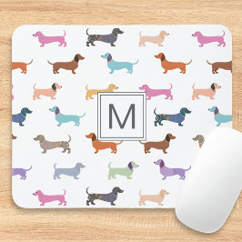 Dackel Wurst Dog Muster Niedlich farbig Mousepad