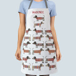 Dackel Wurst Hund Personalisiert Schürze<br><div class="desc">Niedliche kleine Dackel Würstchen oder Dackel Hunde in Wollstrickbekleidung. Ideal für Hundefreunde,  Hundeschwanderer und Hundemütter und Väter. Ändern Sie den Namen,  um ihn zu personalisieren. Originelle Kunst von Nic Squirrell.</div>