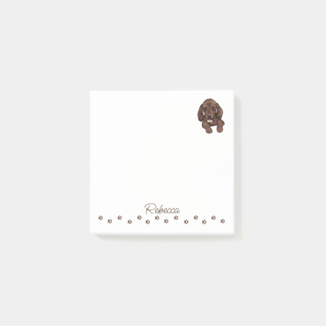 Dackel Wurst Hund Personalisierte Hinweise Post-it Klebezettel (Vorderseite)