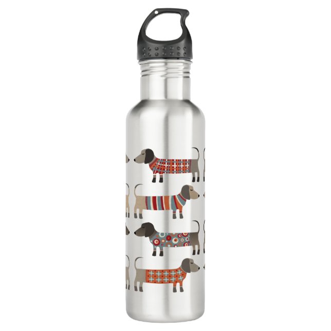 Dackel Wursthund Edelstahlflasche (Vorderseite)