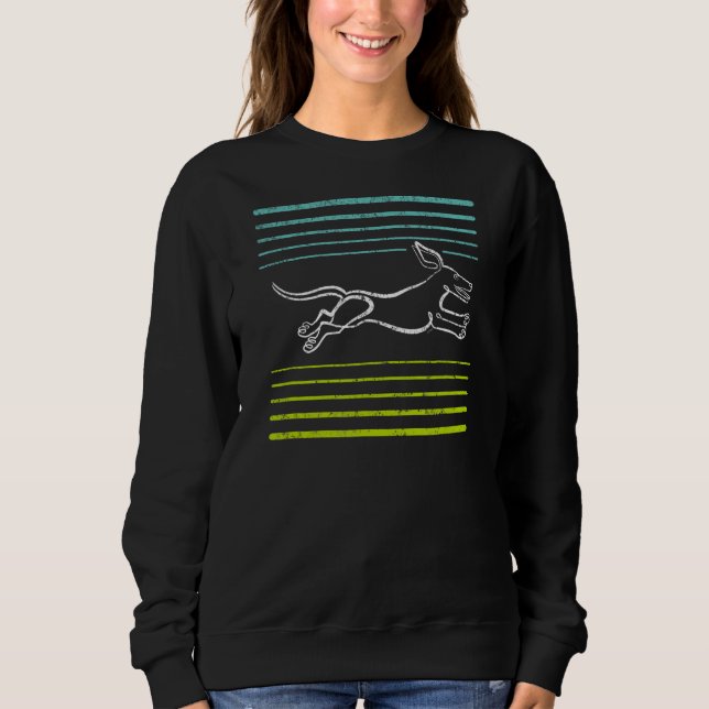 Dackel Wursthund läuft bei Speed Fun & Niedlich Sweatshirt (Vorderseite)