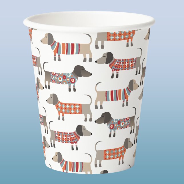 Dackel Wursthund Pappbecher (Fun Dachshund dog party paper cups)