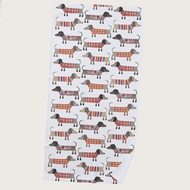 Dackel Wursthund Strandtuch (Fun Dachshund Wiener Sausage Dog beach towel for dog lovers)