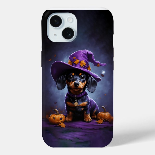 Dackel-Zauberer mit Halloween-Kürbis Case-Mate iPhone Hülle (Rückseite)