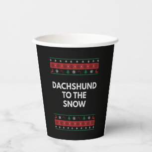 Dackel zum Schnee Weihnachtshund Lover Xmas Hausti Pappbecher