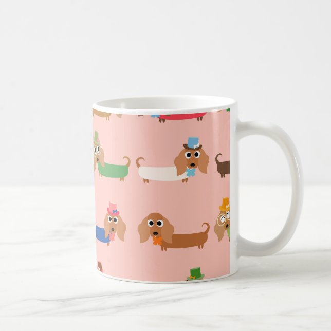 Dackeln auf rosa kaffeetasse (Rechts)