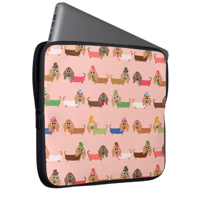 Dackeln auf Rosa Laptopschutzhülle (Vorne Rechts)