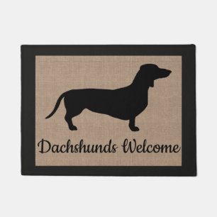 Dackeln begrüßen Imitat-Leinwand Fußmatte