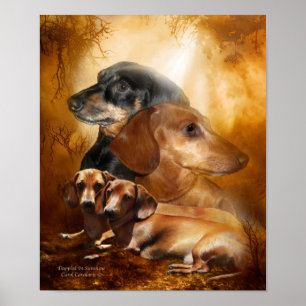 Dackeln - Dappled im Sonnenschein-Kunst-Plakat/dem Poster