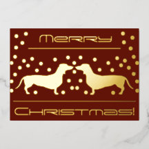 Dackeln Doil Foil Holiday Flat Card - Rot