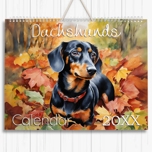 Dackeln Elegantes Watercolor Wurst Hunde Wand Kalender