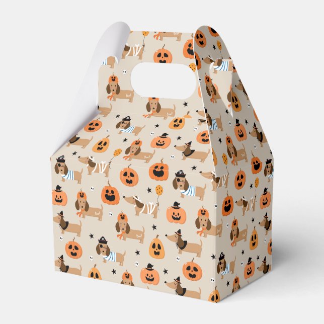 Dackeln im Halloween-Kostümmuster Geschenkschachtel (Vorderseite)