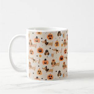 Dackeln im Halloween-Kostümmuster Kaffeetasse