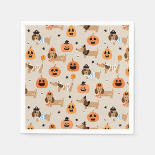 Dackeln im Halloween-Kostümmuster Serviette