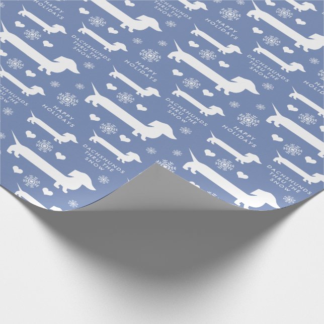 Dackeln im Schnee mit Herz-Weihnachten Geschenkpapier (Ecke)