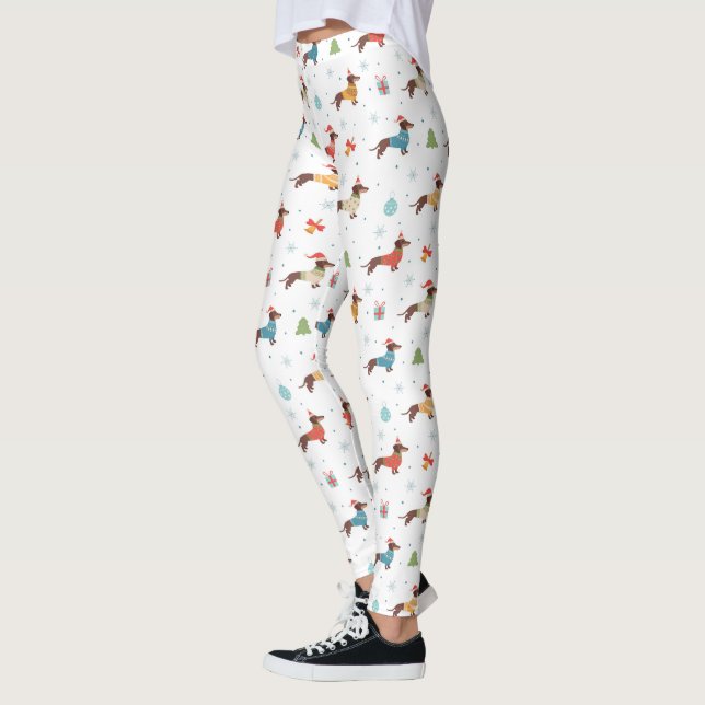 Dackeln im Weihnachtssüßmuster Leggings (Links)