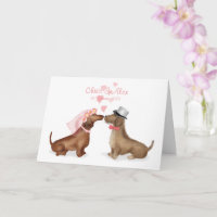 Dackeln in Liebe Hochzeitkarte (Mädchen/Junge)