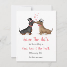 Dackeln in Liebe Save the Date Karte (Junge/Junge)