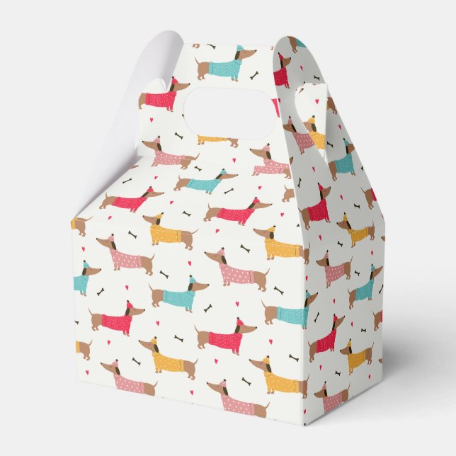Dackeln in Sweaters Holiday Pattern Geschenkschachtel (Vorderseite)