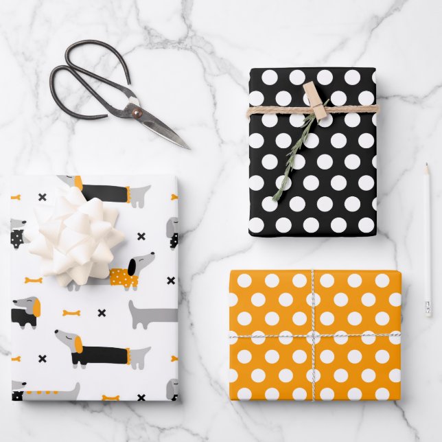 Dackeln in Sweaters Wrapping Paper Set Geschenkpapier Set (Vorderseite)