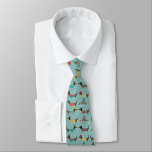 Dackeln mit Geschenken und Schlitten Muster Krawatte