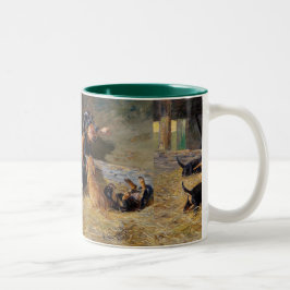 Dackeln mit Welpe in der stabilen Hermine Bieder Zweifarbige Tasse