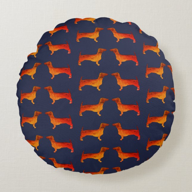 Dackeln Rundes Kissen (Vorderseite)