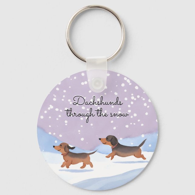Dackeln Schnee Dackel Weihnachtswurst Hunde Niedli Schlüsselanhänger (Vorderseite)
