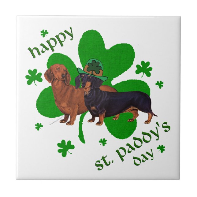 Dackeln St. Patrick's Day Fliese (Vorderseite)