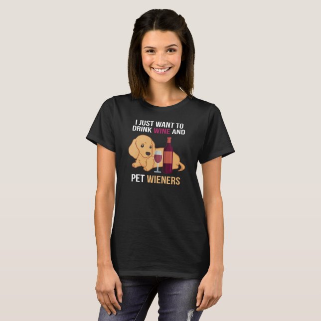 Dackeln trinken Wein & Haustiere: Dackel Lover's D T-Shirt (Vorne ganz)