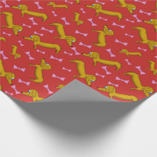 Dackeln- und Bow-Papiere Geschenkpapier