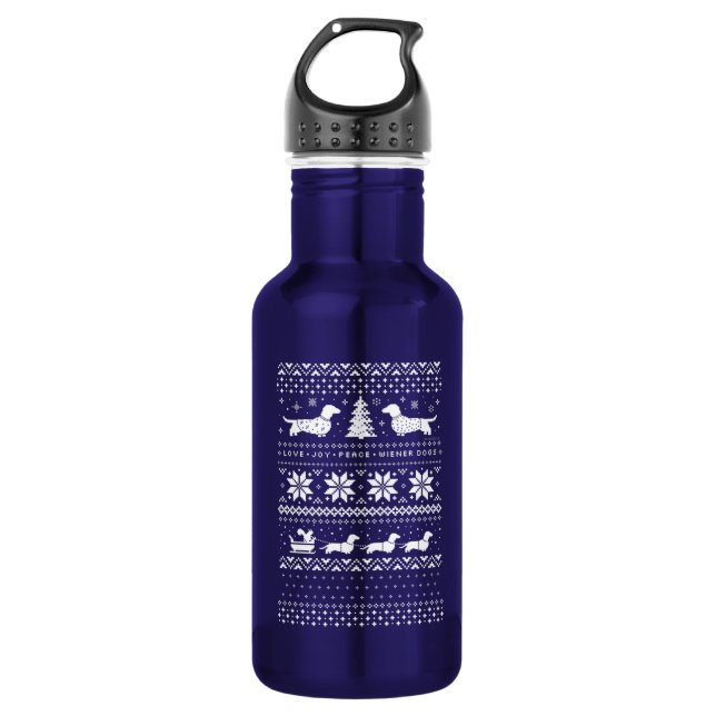 Dackeln Weihnachten Edelstahlflasche (Vorderseite)
