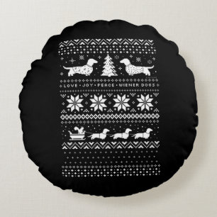 Dackeln Weihnachten Rundes Kissen