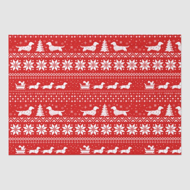 Dackeln Weihnachts-Schlitten mit Eichhörnchen Seidenpapier (Vorderseite)